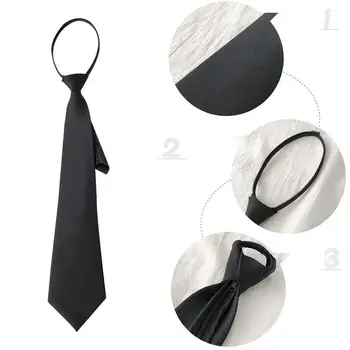 1 бр. Унисекс, черен прости вратовръзки, еластична единни риза, вратовръзки за костюми, мързеливи вратовръзки за мъжете, жените, учениците, тясна вратовръзка за врата