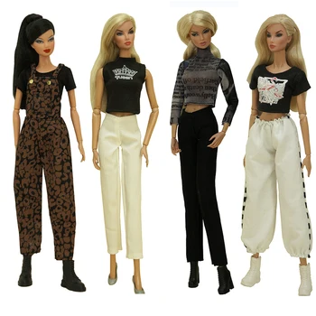 1 комплект, офис рокля, женски модерен комплект дрехи за кукли 1/6, аксесоари, екипировки за Барби, риза, широки панталони, играчки JJ