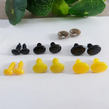 100 бр./лот 5x6/6x9/8x11/9x12/11x14/12x17/15x22 мм овална плосък жълт/черен пластмасова играчка носа и мека миене - размер по избор