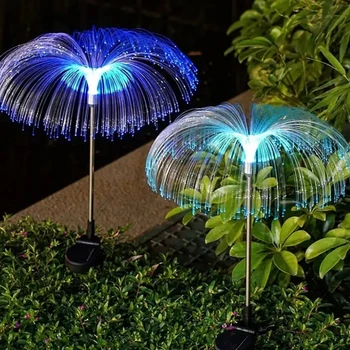 2 бр. градински соларни лампи, декорация RGB, лампа за косене на трева, озеленяване, лампа за тераси, водонепроницаемое осветление във формата на медузи за вътрешния двор