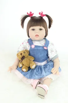 2015 Новата гореща разпродажба реалистична кукла-реборн с корените на човешки косъм 22 мм кафяви очи мода кукла коледен подарък стар подарък