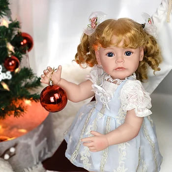 50 см Вече готови кукли Bebe Reborn принцеса Сю-Сю-Реалистична 3D боядисана кожа с видими венами Светли златни коса за момичета