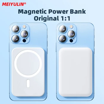 5000 mah Оригинални 1:1 на магнитен безжично захранване на Преносими 10000 ма външен помощен акумулатор Powerbank за iPhone 14 13