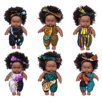 8-инчов американската възстановената черна кукла с дрехи, която може да се пере, реалистична vinyl мека африканска кукла, подаръци за рожден ден, за момчета и момичета