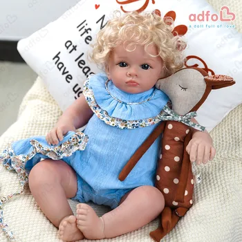 ADFO 50 см Reborn Bebe Кукли За Малки Момиченца Tutti Готова Кукла Сини Очи 3D Кожа Кукла Блондинка Ръчно изработени Косата Подарък За Момичета
