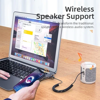 Bluetooth 5,0 предавател приемник безжичен USB адаптер Powerd с микрофон с 3.5 мм AUX авто аудио хендсфри plug и play