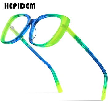 HEPIDEM Многоцветен Ацетатная Рамки За Оптични Очила Дамски 2023 Нова Мода Oversize Очила за Котешки Очи Cateye Eyewear 9262