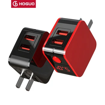 Hoguo 2.4 A led индикатор, със защита от презареждането, два порта USB-адаптер за зареждане, изход за зарядно устройство за мобилен телефон за Iphone Huawei, Xiaomi