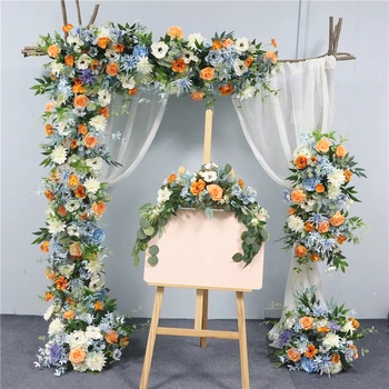 JAROWN, индивидуална мръсно синьо orange договореност, декорация на сватбена арка, табела, цвете, изкуствен фалшив цвете, домашен декор