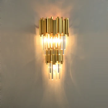Led лампа Nordic Желязо Crystal Gold Прозрачна led лампа, с монтиран на стената лампа, с монтиран на стената лампа за спалня коридор