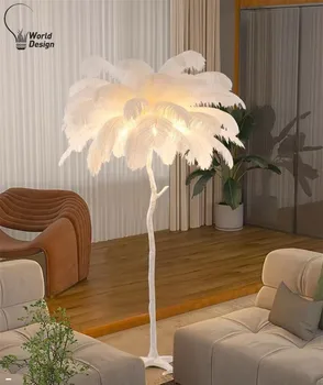 Led лампиона Nordic Feather Lamp Дизайн декорация на хола Етаж, лампа Ъглов декор под лампа на треноге от златната смола лукс