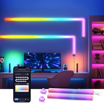 Led осветление Стена Glide Smart с рейтинг RGBW + IC, Работещи с Alexa и Google Assistant, Адаптивен цвят, Синхронизиране на музика Хо