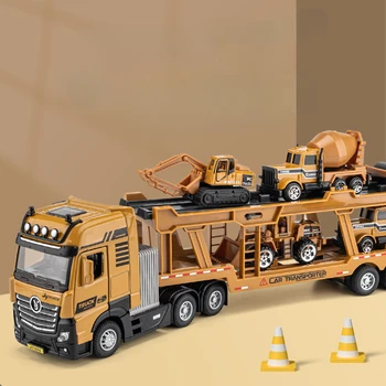 Molded модел на автомобила в мащаб 1/50, инженеринг сплав, модел камион-transporter, Миксер, багер, самосвал, транспортни средства, играчки за деца, подарък за момчета