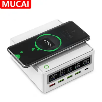 MUCAI 130 W 5 Портове USB Зарядно Устройство QC3.0 PD 65 W Бързо Зарядно Устройство, USB зарядно устройство Безжично Зарядно За iPhone 13 12 Macbook Xiaomi