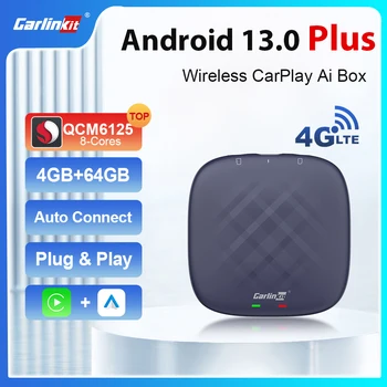 QCM6125 CarlinKit 4 Безжични Android Авто CarPlay Ai TV Box IP ТЕЛЕВИЗИЯ Netflix WiFi Точка за достъп БТ Автоматично връзка За OEM-жични автомобили CarPlay