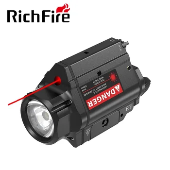 Richfire тактически фенер 800LM и червен лазерен мерник led разход на оръжеен лек пистолет за 20 мм апликации Picatinny с 2 батерии
