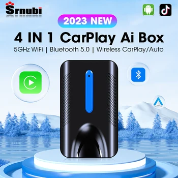 Srnubi 4 В 1 MINI AI Box Carplay и Android Auto безжична кабелна ключ щепсела и да играе Bluetooth USB адаптер за управление на Поддръжка на Wi-Fi