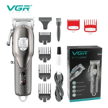 VGR Тример за коса Акумулаторна машина за подстригване Безжична машина за подстригване на коса Метален цифров дисплей фризьорски тример за мъже V-276