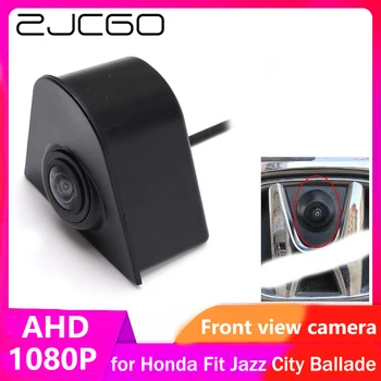 ZJCGO AHD CVBS 1080P 170 ° Парковочная камера с логото на колата и изглед отпред на Honda Fit (Jazz City Ballade