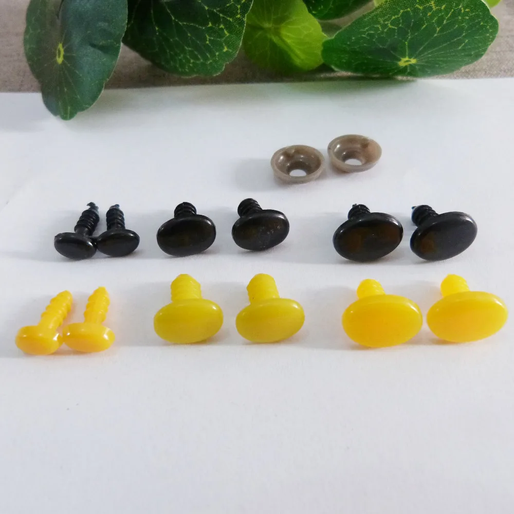100 бр./лот 5x6/6x9/8x11/9x12/11x14/12x17/15x22 мм овална плосък жълт/черен пластмасова играчка носа и мека миене - размер по избор . ' - ' . 0