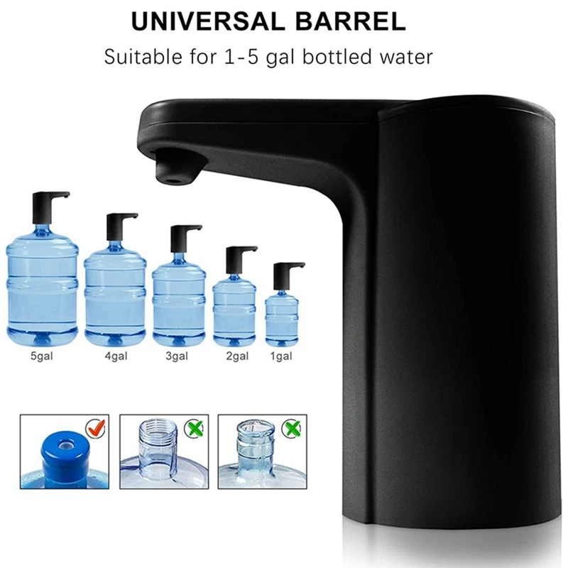 2X Диспенсер за вода от 5 литра - Водна помпа за 5-галлонной бутилка, помпа за стомна за вода USB акумулаторна Универсална автоматично . ' - ' . 2