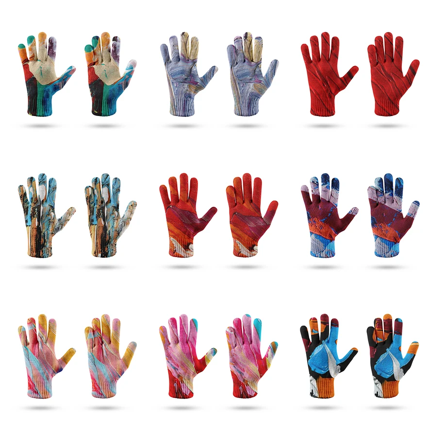 3D картина с маслени бои възли ръкавици Меки топли ръкавици Елегантни и универсални дамски ръкавици за Есен-зима дамски плетени калъф за ръкавици с докосване на екрана . ' - ' . 0