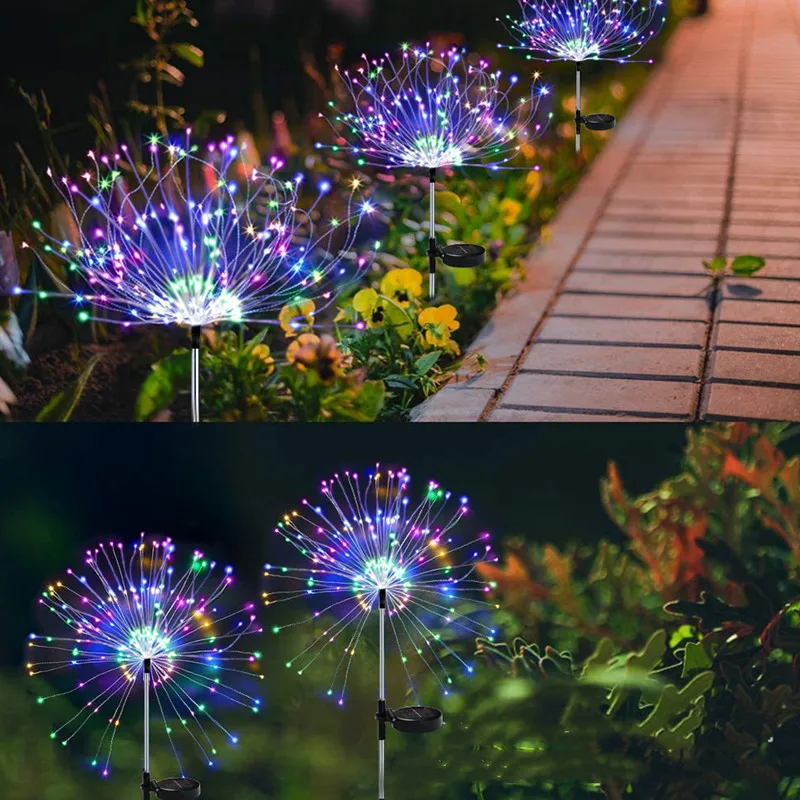 Led лампа за фойерверки на слънчевата енергия, украса на градината, приказни светлини, водоустойчив градинска лампа за тревата под формата на глухарче за вътрешен двор, градина декор . ' - ' . 0