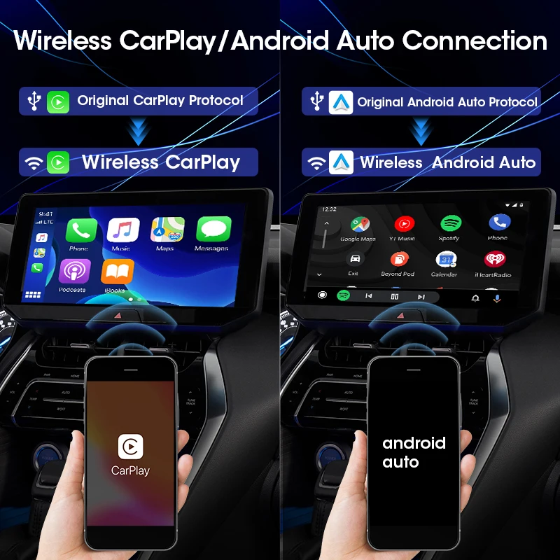 Srnubi 4 В 1 MINI AI Box Carplay и Android Auto безжична кабелна ключ щепсела и да играе Bluetooth USB адаптер за управление на Поддръжка на Wi-Fi . ' - ' . 1