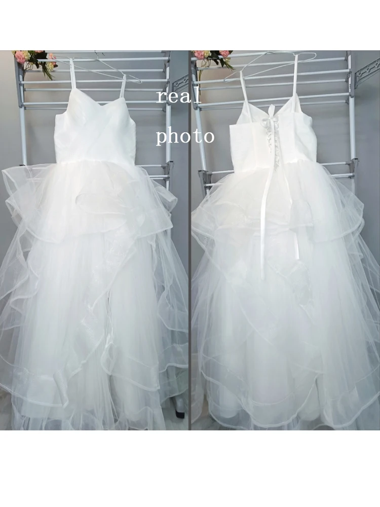 Бели сватбени рокли с волани, сладки бретельки-спагети, сладко сватбена рокля на принцеса, Vestidos De Новия 2023 . ' - ' . 4
