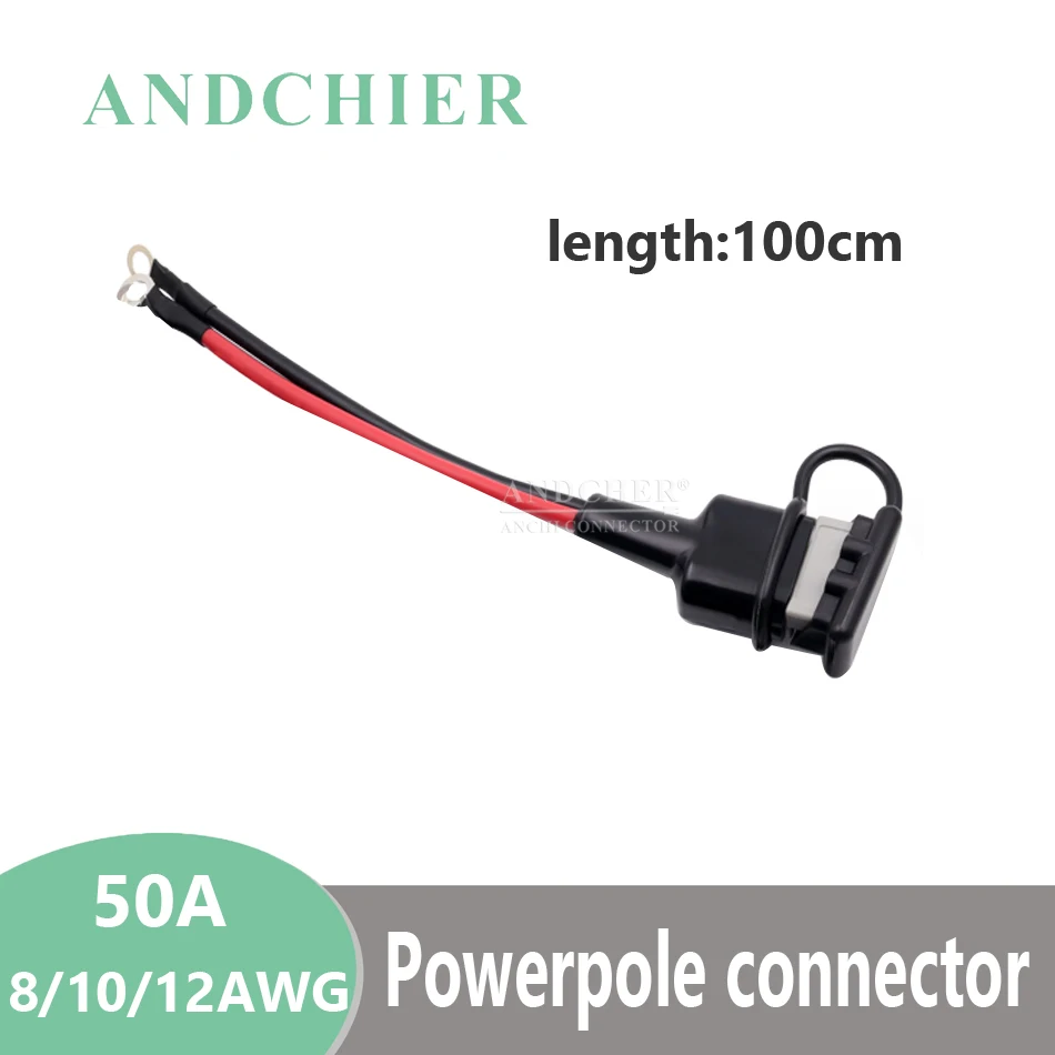 Високо качество За Anderson 50A 600V 2Pin Конектор С кабел 100 см 8AWG/10AWG/12AWG, Силиконов Колан, кабели И Прахоустойчив калъф . ' - ' . 0
