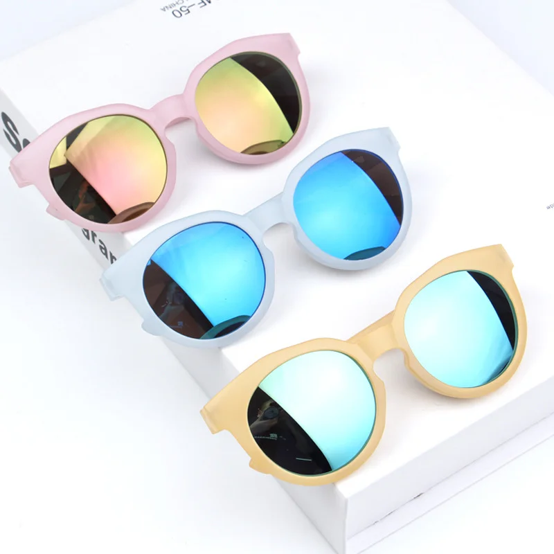 Детски слънчеви очила с цветни отразява огледалото, прекрасни слънчеви очила за момчета и момичета, кръгли очила с защита от UV400 . ' - ' . 1