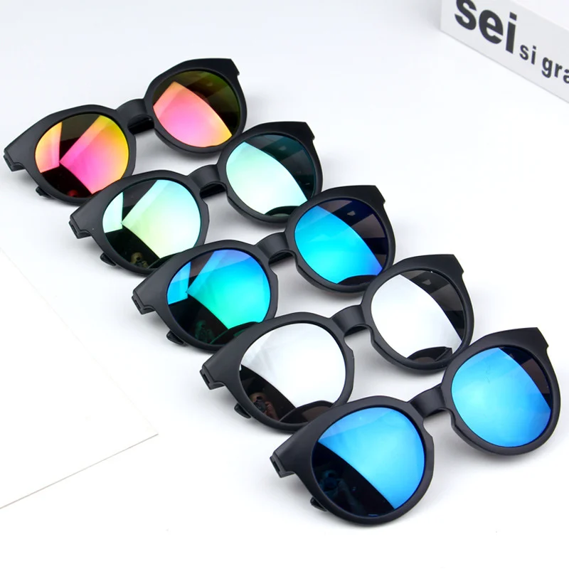 Детски слънчеви очила с цветни отразява огледалото, прекрасни слънчеви очила за момчета и момичета, кръгли очила с защита от UV400 . ' - ' . 2