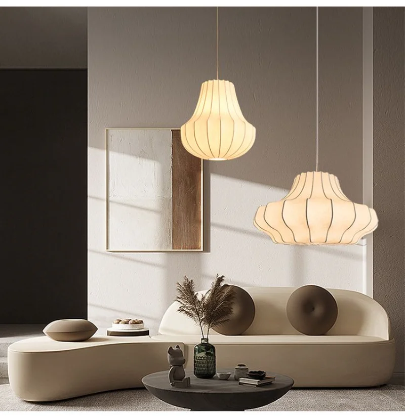 Дизайнерски креативна коприна полилей ресторант в скандинавски минималистичном стил дневна спалня декор от плат висящи лампи . ' - ' . 1