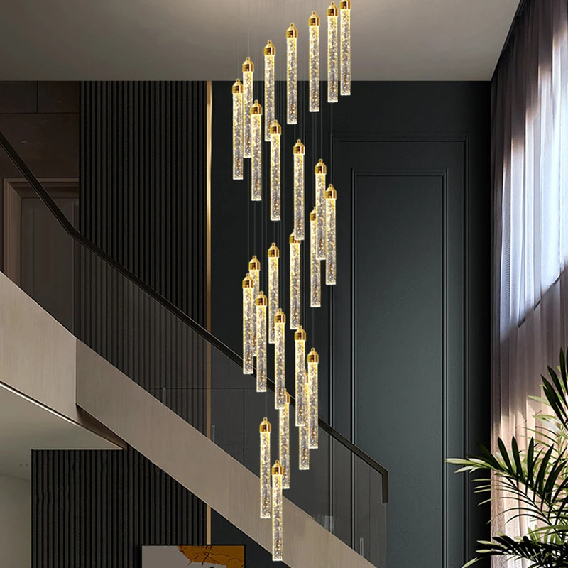 Кристална въртящи се, висящи лампа за стълби, модерна луксозна дневна, вила, led кристална дългият висящ лампа, лампа за декорация на дома . ' - ' . 1