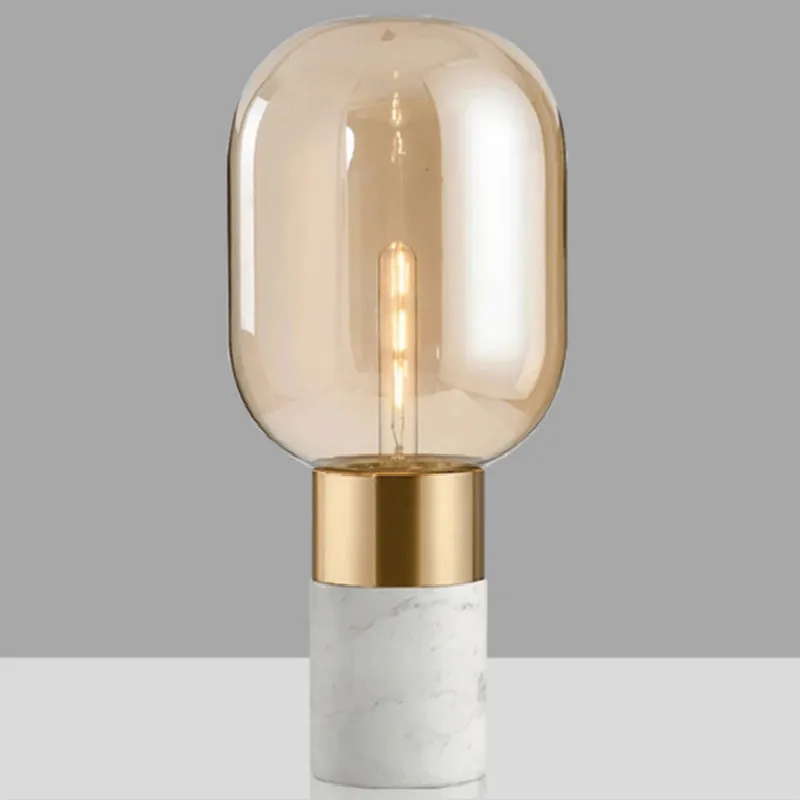 Настолна лампа от скандинавския мрамор, проста стъклена настолна лампа, декорация на масата в хола, спалня близо до светлината, кабинет, led бяла настолна лампа . ' - ' . 3