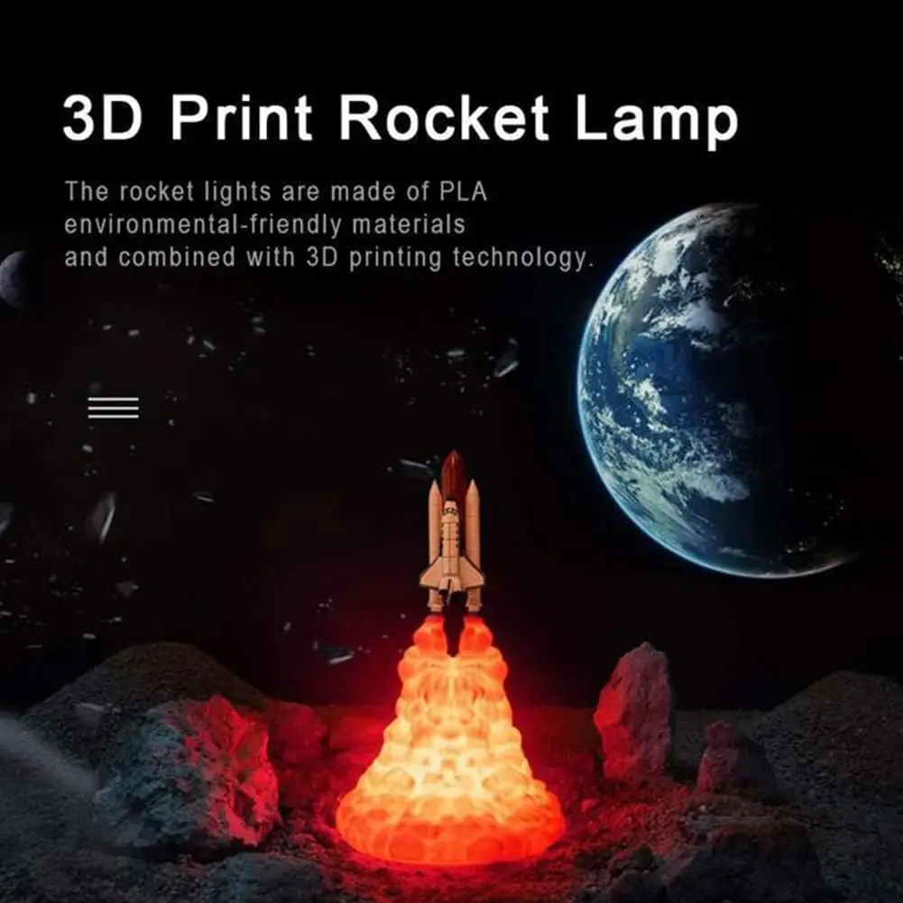 Начало Декор на 3D Принт LED нощна светлина Космическа Совалка, Ракета лека нощ USB Космическа Настолна Лампа за Рожден Ден Детски Подарък . ' - ' . 4