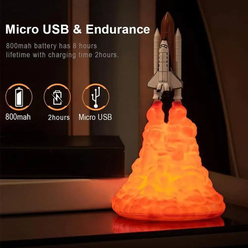Начало Декор на 3D Принт LED нощна светлина Космическа Совалка, Ракета лека нощ USB Космическа Настолна Лампа за Рожден Ден Детски Подарък . ' - ' . 5