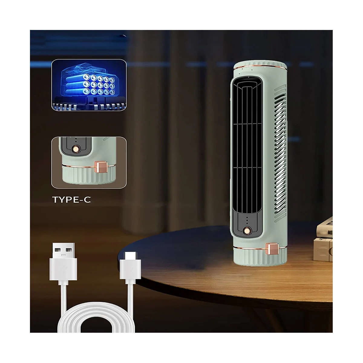 Преносим автоматично дистанционно климатик, персонален климатик USB, мини-климатик с 3-високоскоростни електрически вентилатор, бял . ' - ' . 2