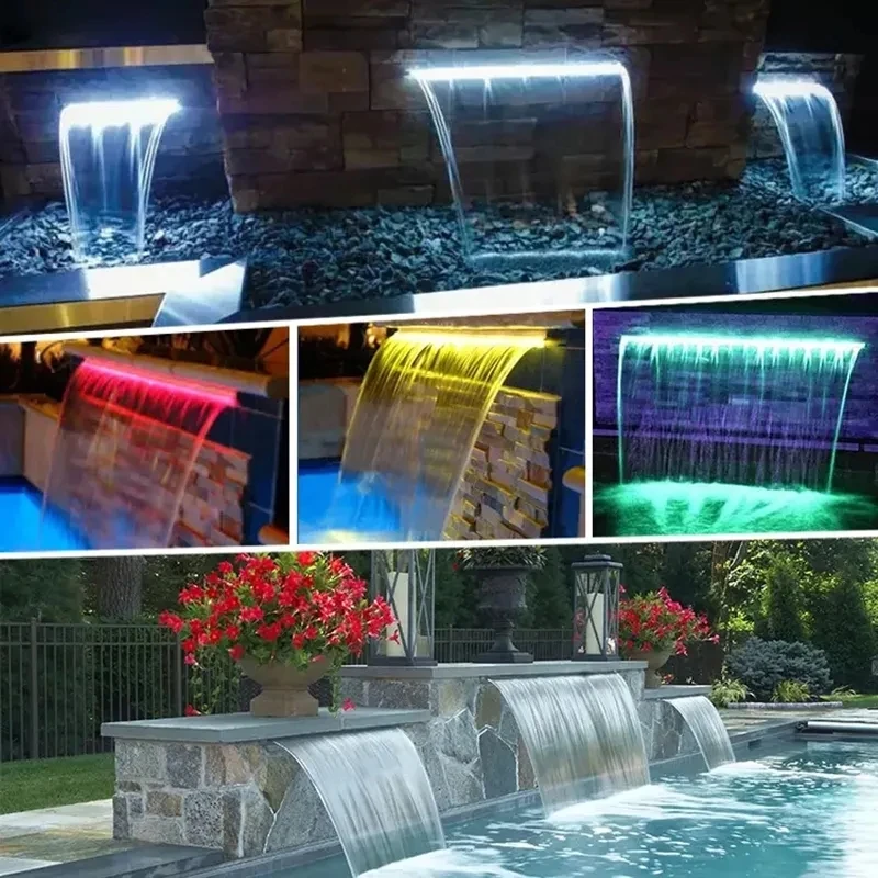 Цветна дюза за водна завеса с водопад, 120 см, 12, басейн, акрилни изход за водопад, ландшафтен дизайн, фонтан, стена воден пейзаж . ' - ' . 5