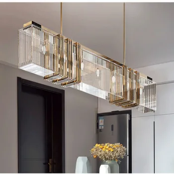 Американската модерна луксозна кристален led полилей за трапезария, кухня, висящи лампи в стил деко, осветителни тела за вътрешно осветление, лампа