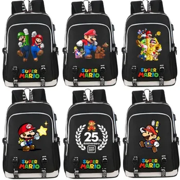 Аниме игра Super Mario Brothers, околна Super Mario Училище чанта за студенти от мъжки и женски пол, училище чанта за улицата, чанта за компютър