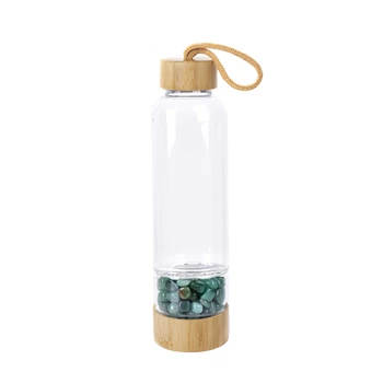 бутилка за вода от кварцово стъкло обем 550 мл с въже от естествен чакъл, чаша за вода, за спорт, за пътуване, подарък голям капацитет, скъпа бутилка за вода