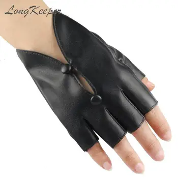 Дамски ръкавици с полупальцами, черни ръкавици от изкуствена кожа, вечерни, танцови, за шофиране, ръкавици с полупальцами, секси кратък стил, защита за пръстите