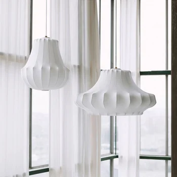 Дизайнерски креативна коприна полилей ресторант в скандинавски минималистичном стил дневна спалня декор от плат висящи лампи
