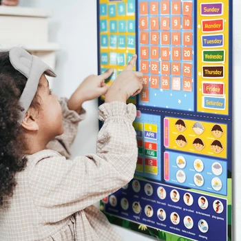 Дневен календар Монтесори, обучение картонени играчки, оживена дъска, часовници за изразяване на емоции за децата, образование