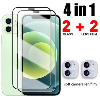 Защитно Стъкло Премиум-клас 4в1 с пълно покритие За iphone 13 12 11 Pro Max 13 12 Mini Предпазно Стъкло за екран на iPhone 13 12 11 Pro XR 8 7 6