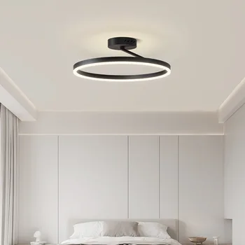Кръгла led таван полилей в скандинавски минимализме, която е боядисана в бяло, черно алуминий цвят, полилей, крушка за домашно спални, лампи, лампа