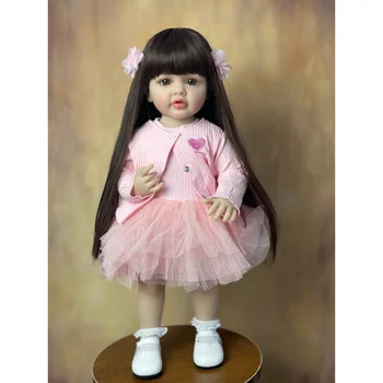 Кукли Реборн 55 см, 22 инча, реалистична поставка за момичета, комплект кукли, пълно с меко силиконово тяло, подарък за рожден ден на дете