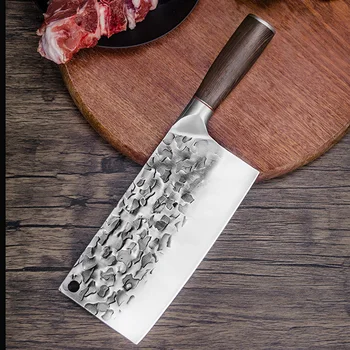 Кухненски Нож Высокоуглеродистый Китайски Секира Здрав Главния Готвач За Рязане На Месо Ултра Остър Нож Цветна Дървена Дръжка Мясницкий Нож
