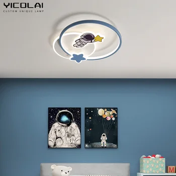 Лампа за стая на момче, модерни led полилей кабинет, начало декор, лампи за вътрешно осветление, лампа, син, розов, iron самолет астронавти 2023